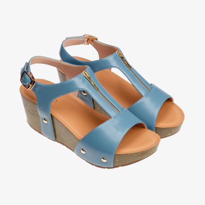 Giày đế xuồng 7 cm trang trí dây kéo khoá